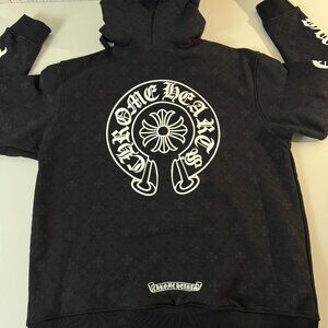 Chrome Hearts Monogram Zip Up Men's Size XL Black/White Hoodie NEW